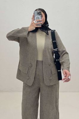 ست کت و شلوار شانل راه راه