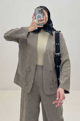 ست کت و شلوار شانل راه راه