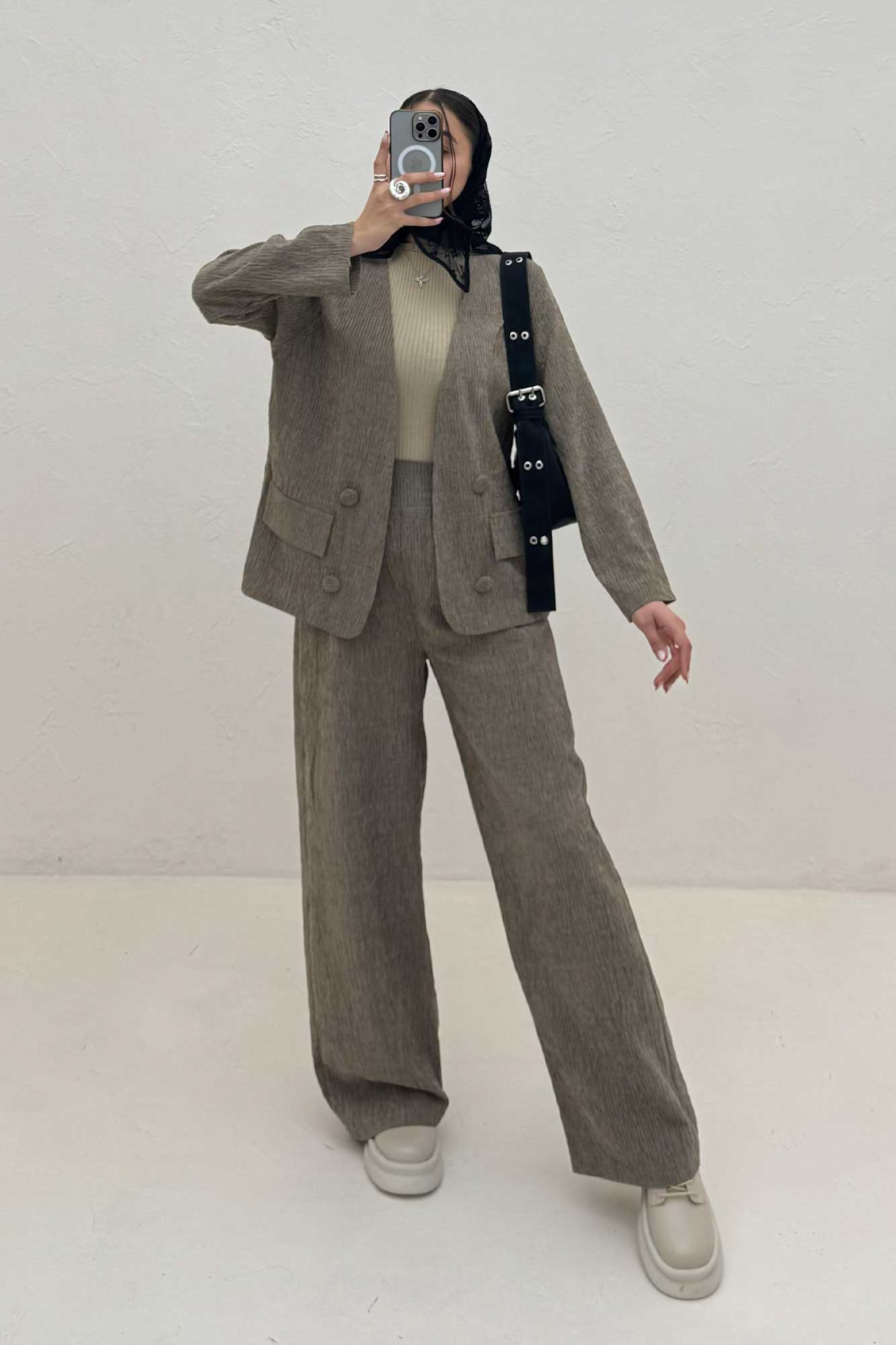 ست کت و شلوار شانل راه راه