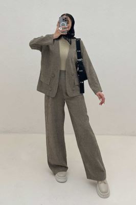 ست کت و شلوار شانل راه راه