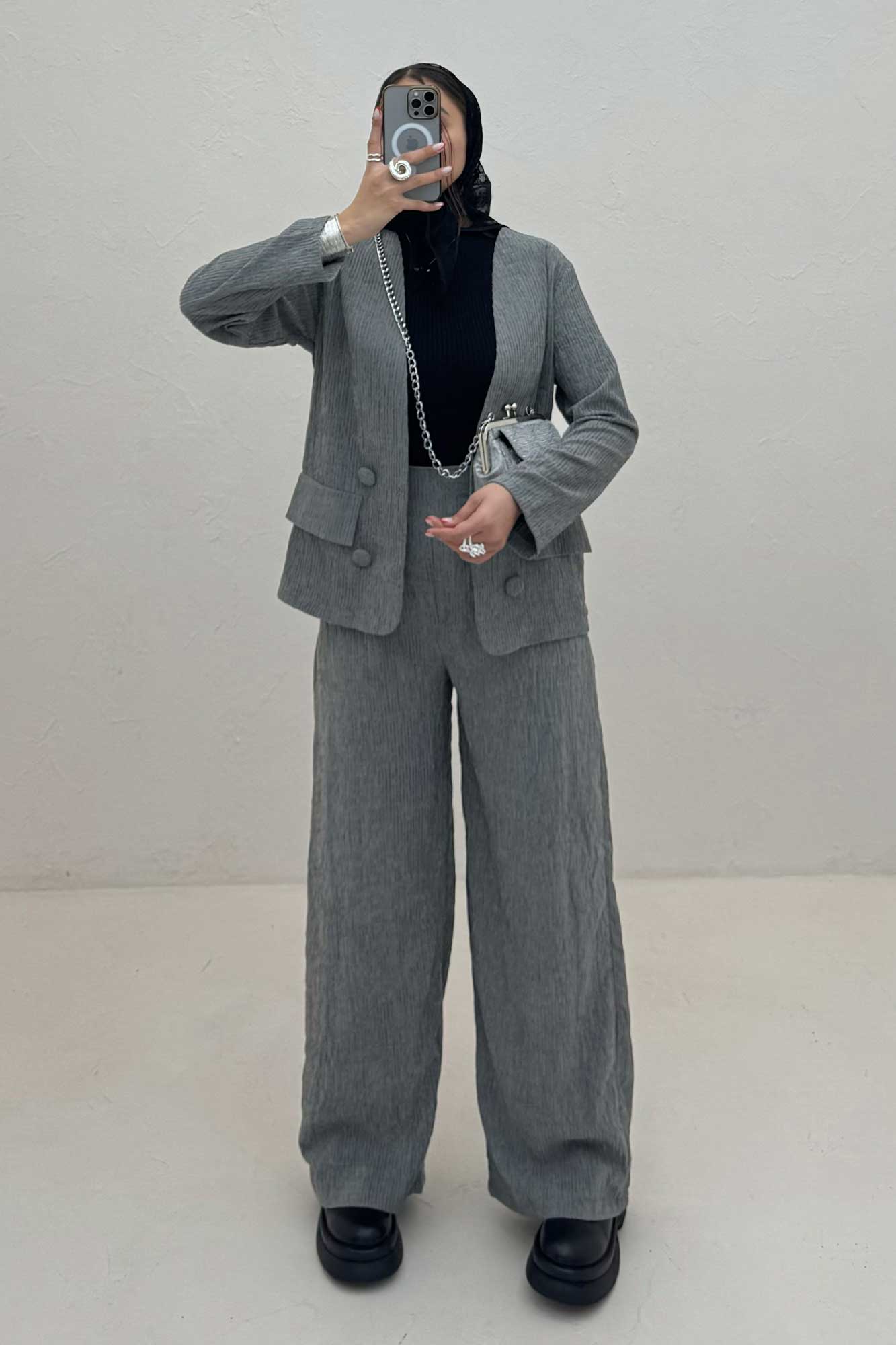 ست کت و شلوار شانل راه راه