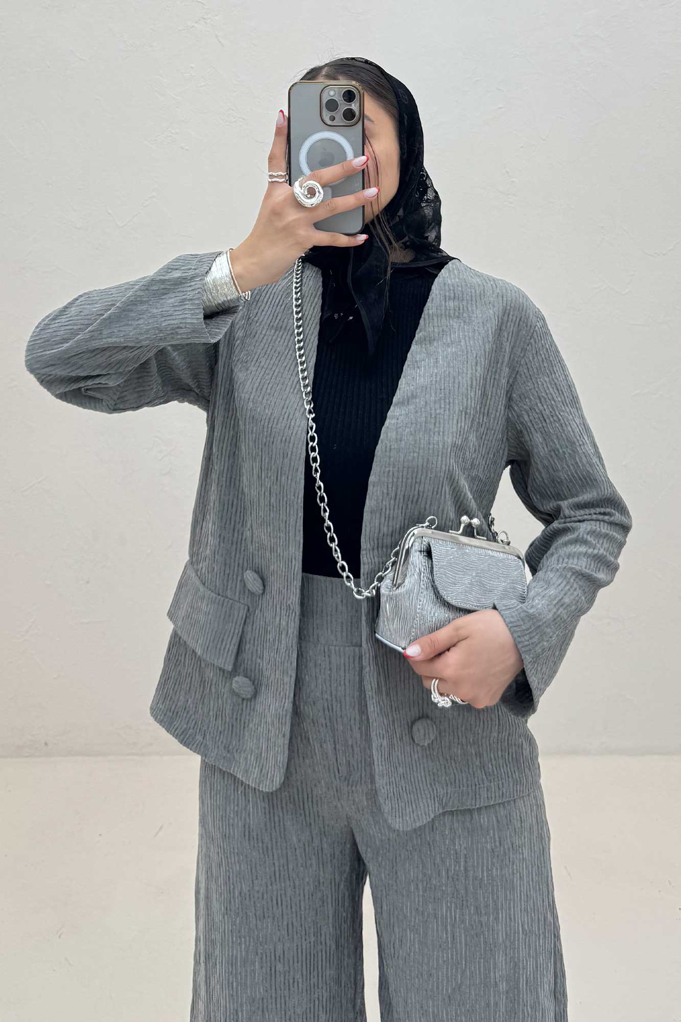 ست کت و شلوار شانل راه راه