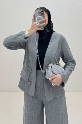 ست کت و شلوار شانل راه راه