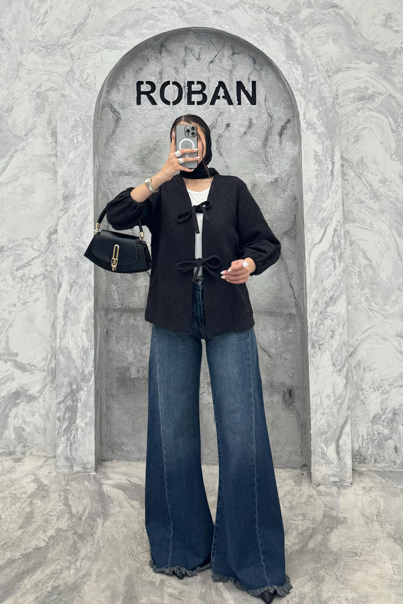 کت کتان ژاکارد جلو بنددار