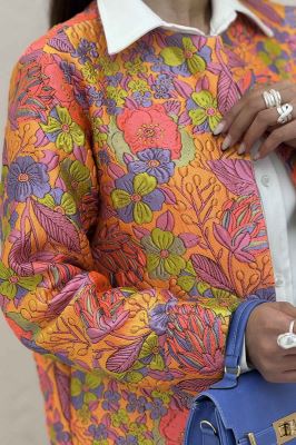 کت ژاکارد آبرنگی طرح گل