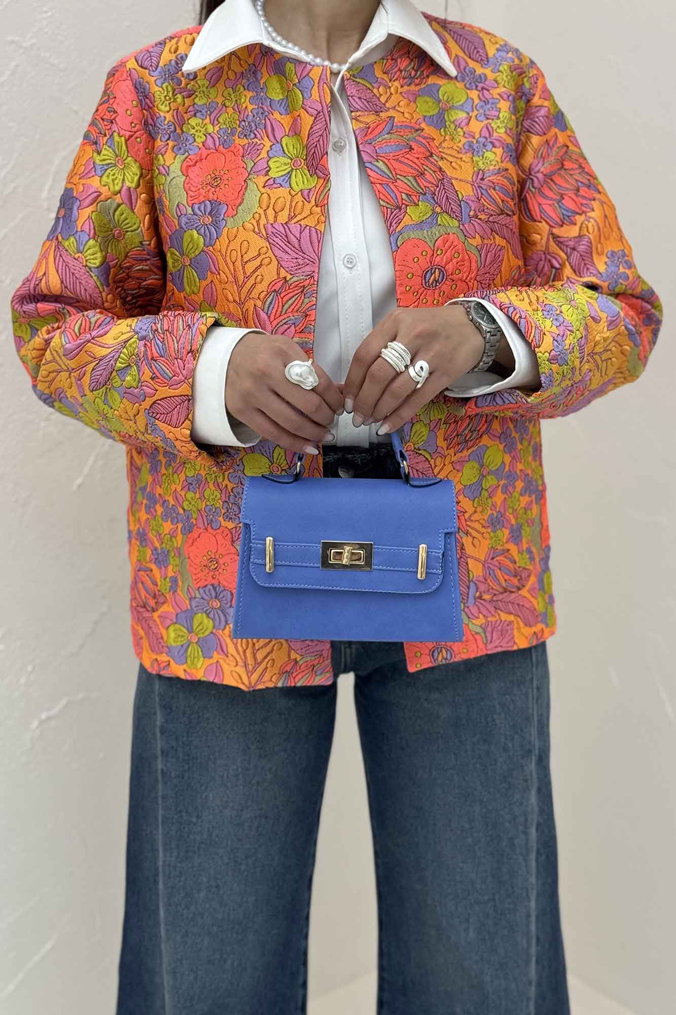 کت ژاکارد آبرنگی طرح گل