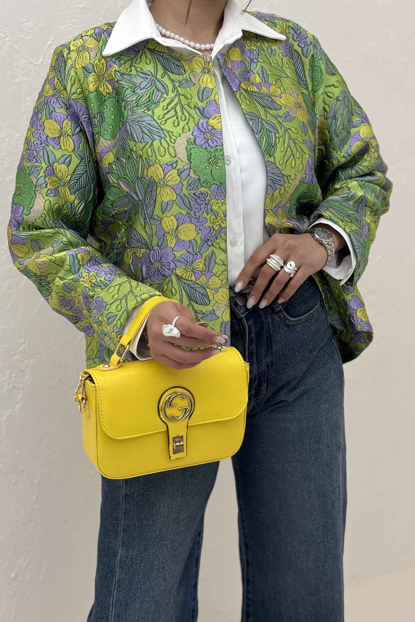 کت ژاکارد آبرنگی طرح گل