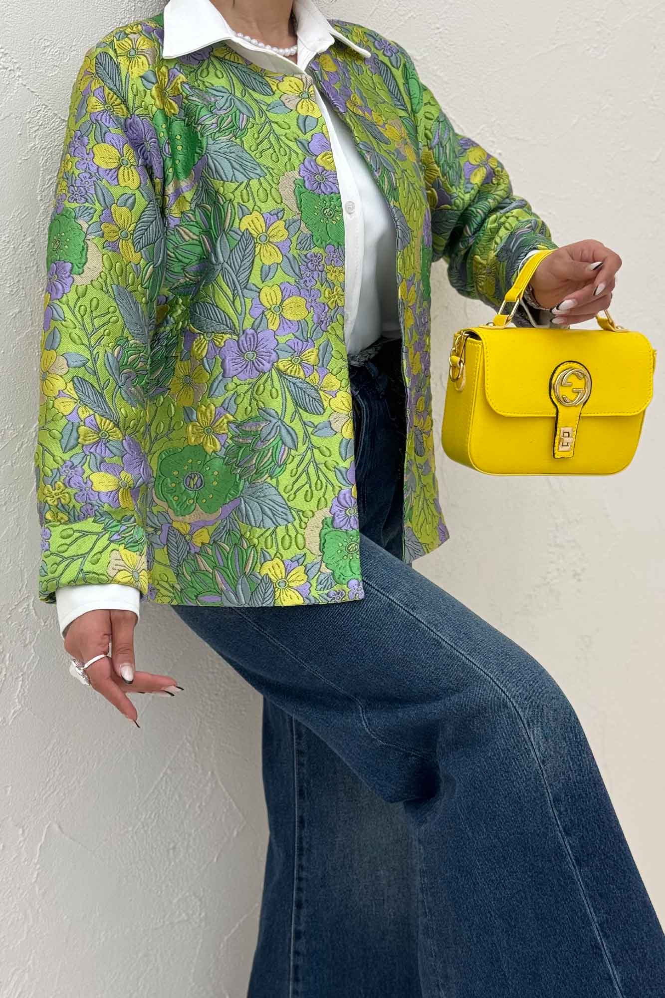 کت ژاکارد آبرنگی طرح گل