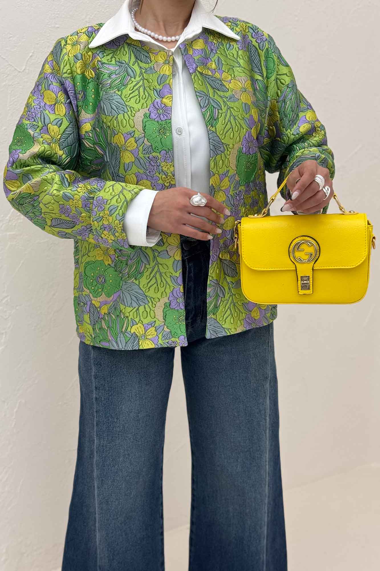 کت ژاکارد آبرنگی طرح گل