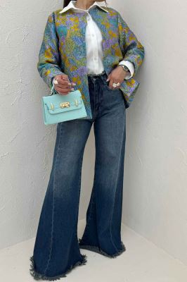 کت ژاکارد آبرنگی طرح گل