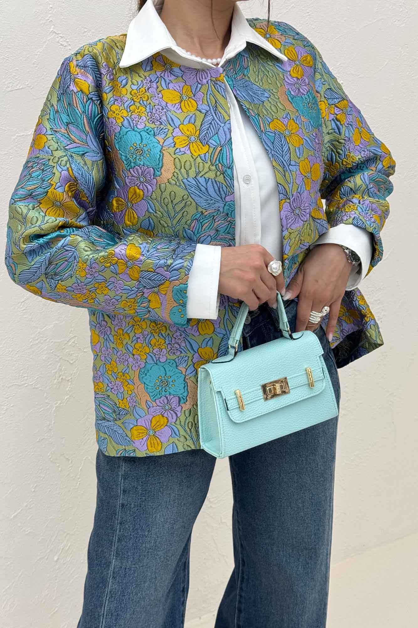 کت ژاکارد آبرنگی طرح گل