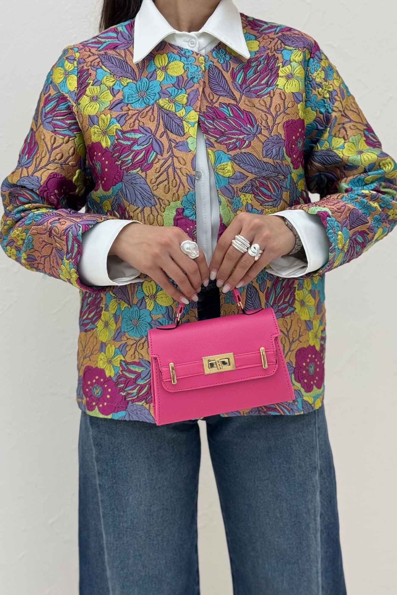 کت ژاکارد آبرنگی طرح گل