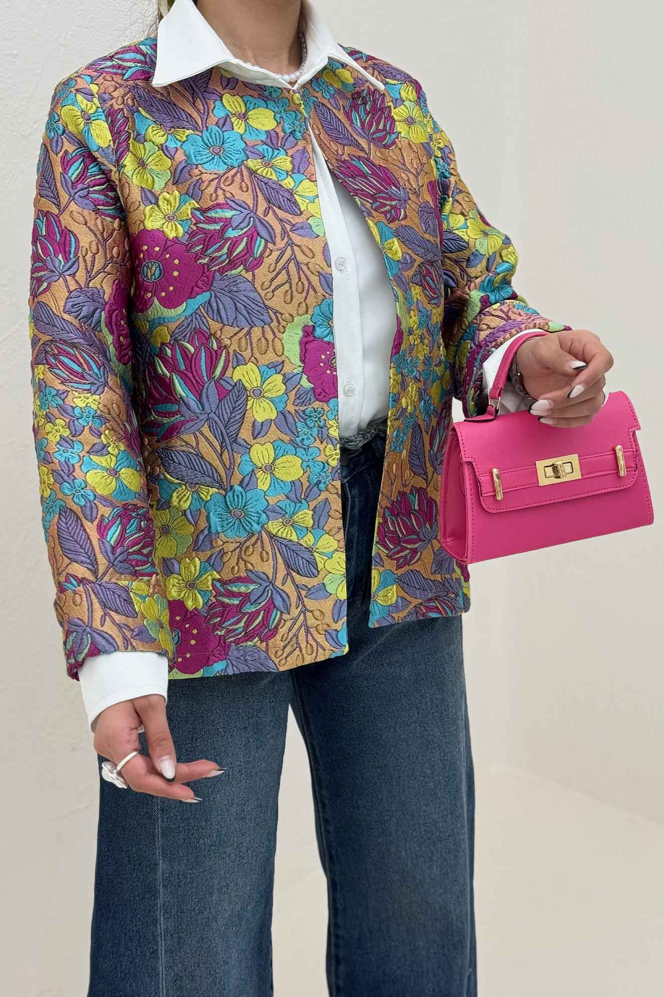 کت ژاکارد آبرنگی طرح گل