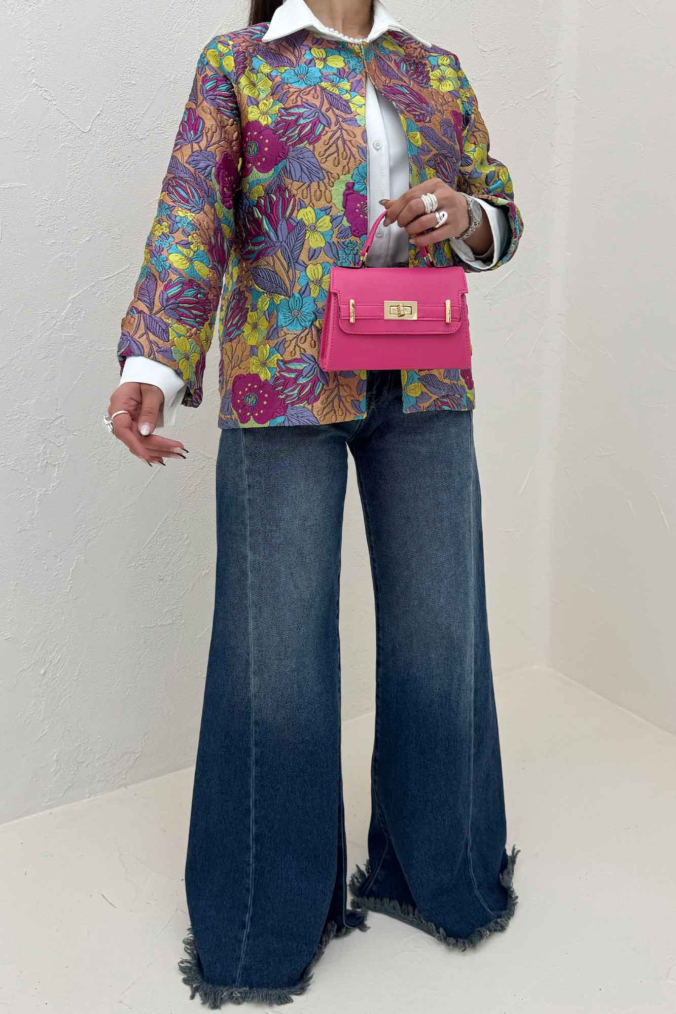 کت ژاکارد آبرنگی طرح گل