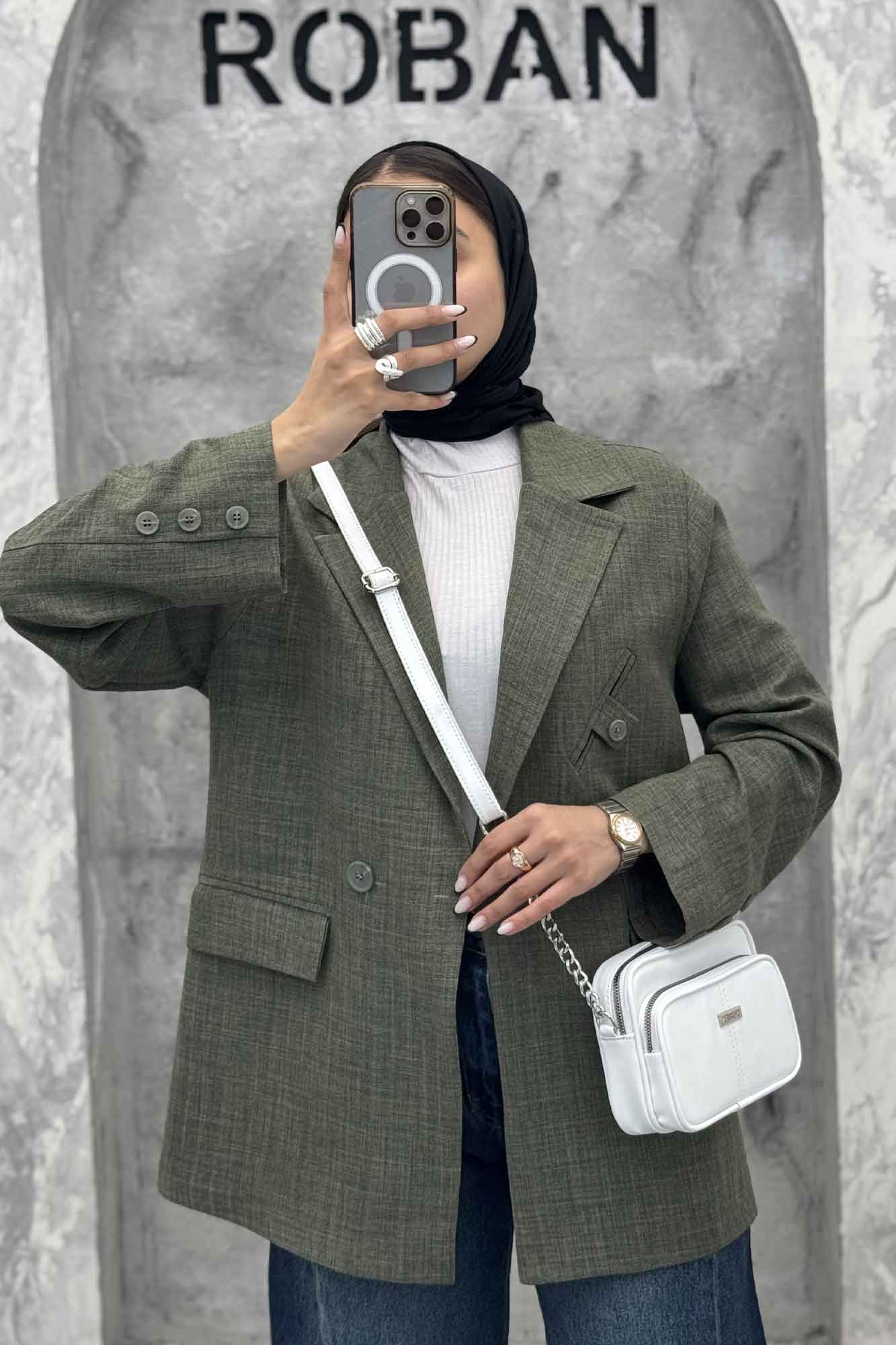 کت شانتون راه راه دو جیب پاکتی رایلی