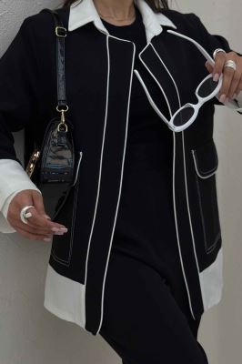 ست کت و شلوار مازراتی مغزی دوزی حاشیه سفید مگان