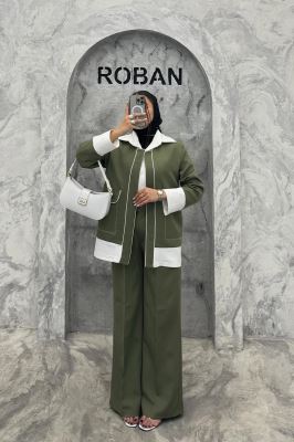 ست کت و شلوار مازراتی مغزی دوزی حاشیه سفید مگان