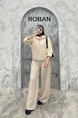 ست ژیله و شلوار شانتون تک جیب الیور