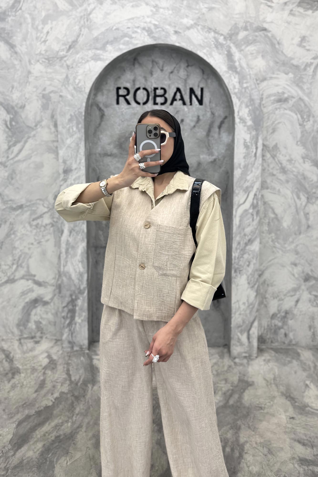 ست ژیله و شلوار شانتون تک جیب الیور