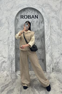 ست ژیله و شلوار شانتون تک جیب الیور