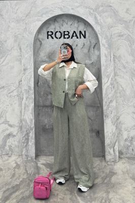 ست ژیله و شلوار شانتون تک جیب الیور