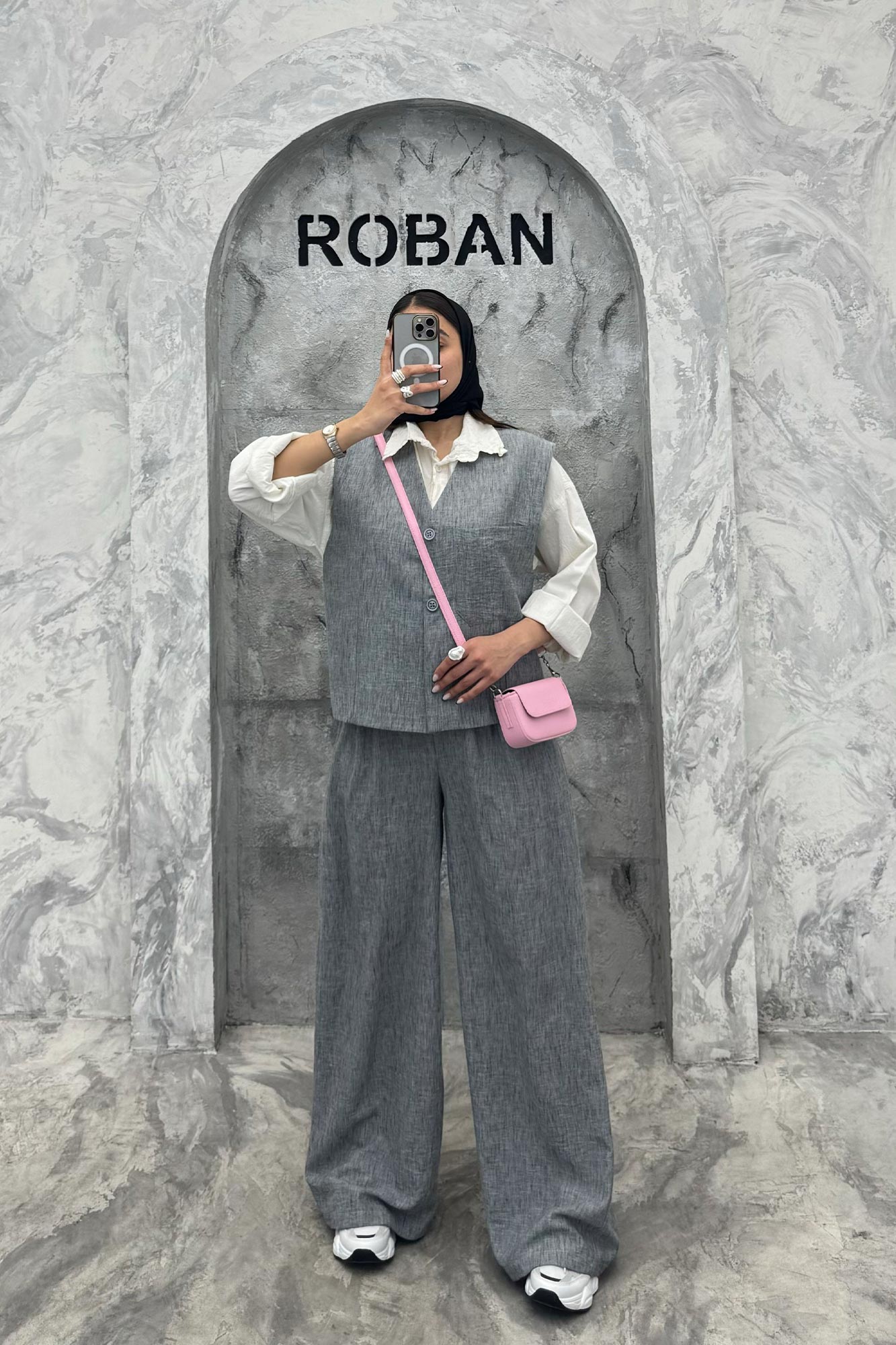 ست ژیله و شلوار شانتون تک جیب الیور