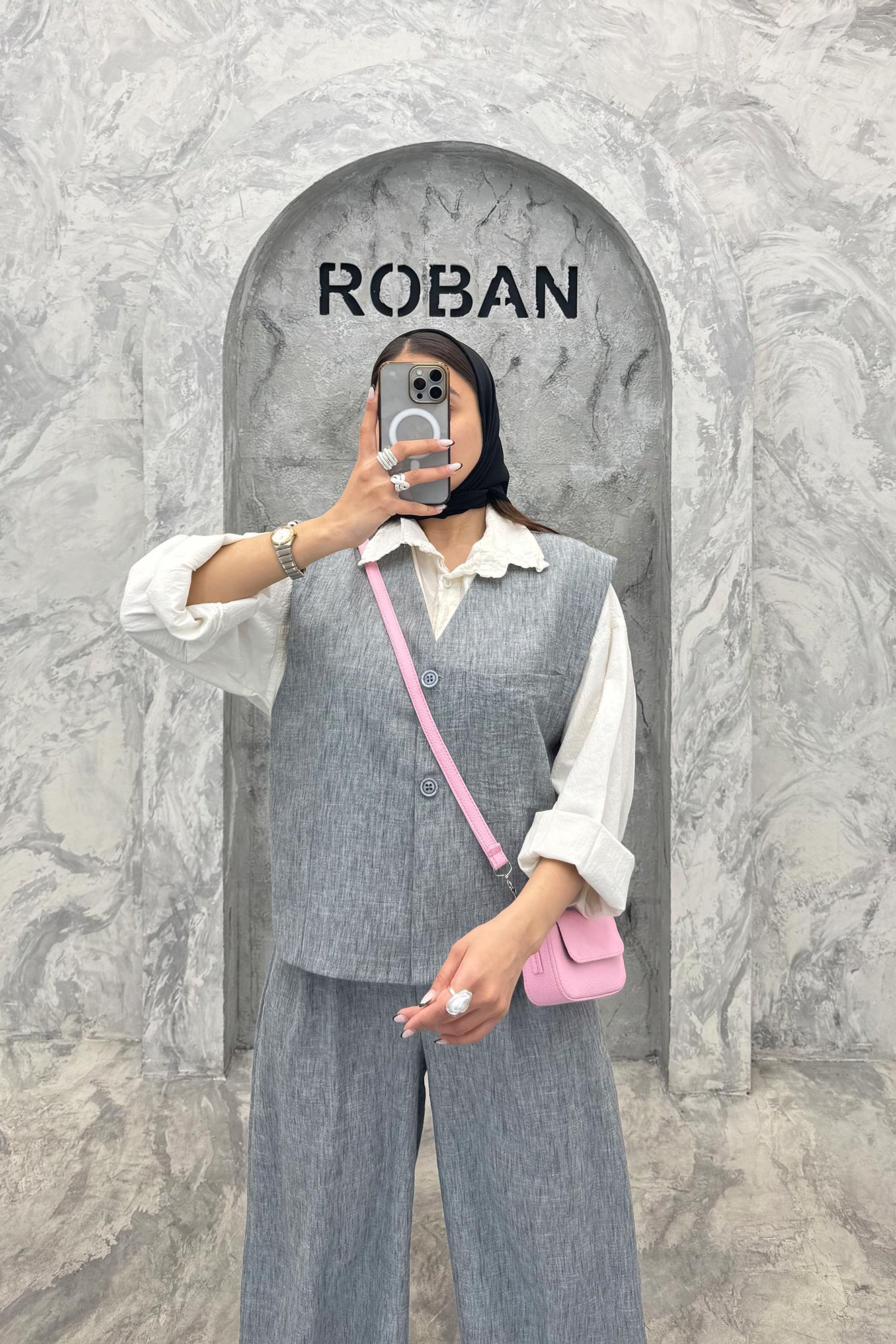 ست ژیله و شلوار شانتون تک جیب الیور