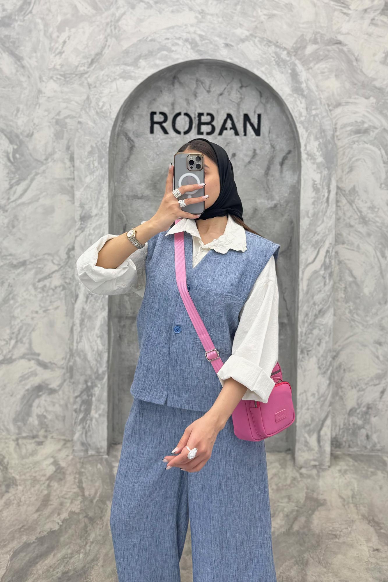 ست ژیله و شلوار شانتون تک جیب الیور