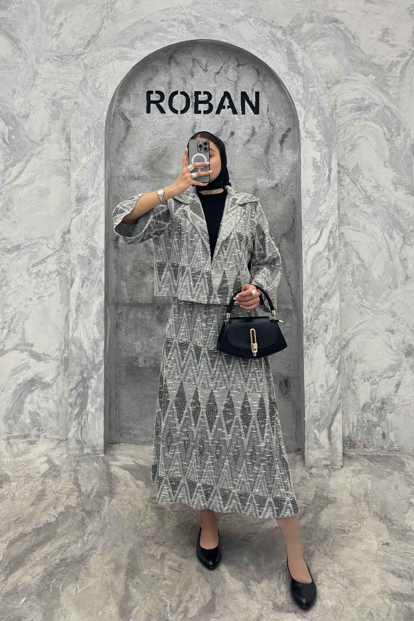 ست کت و دامن ژاکارد مراکشی تامیلا