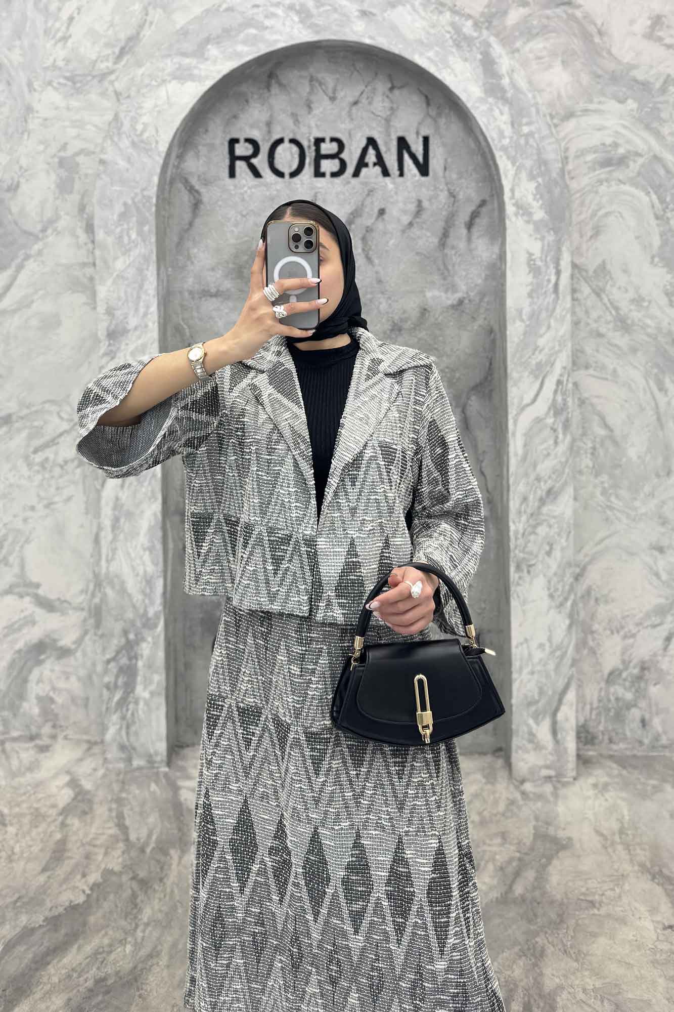 ست کت و دامن ژاکارد مراکشی تامیلا