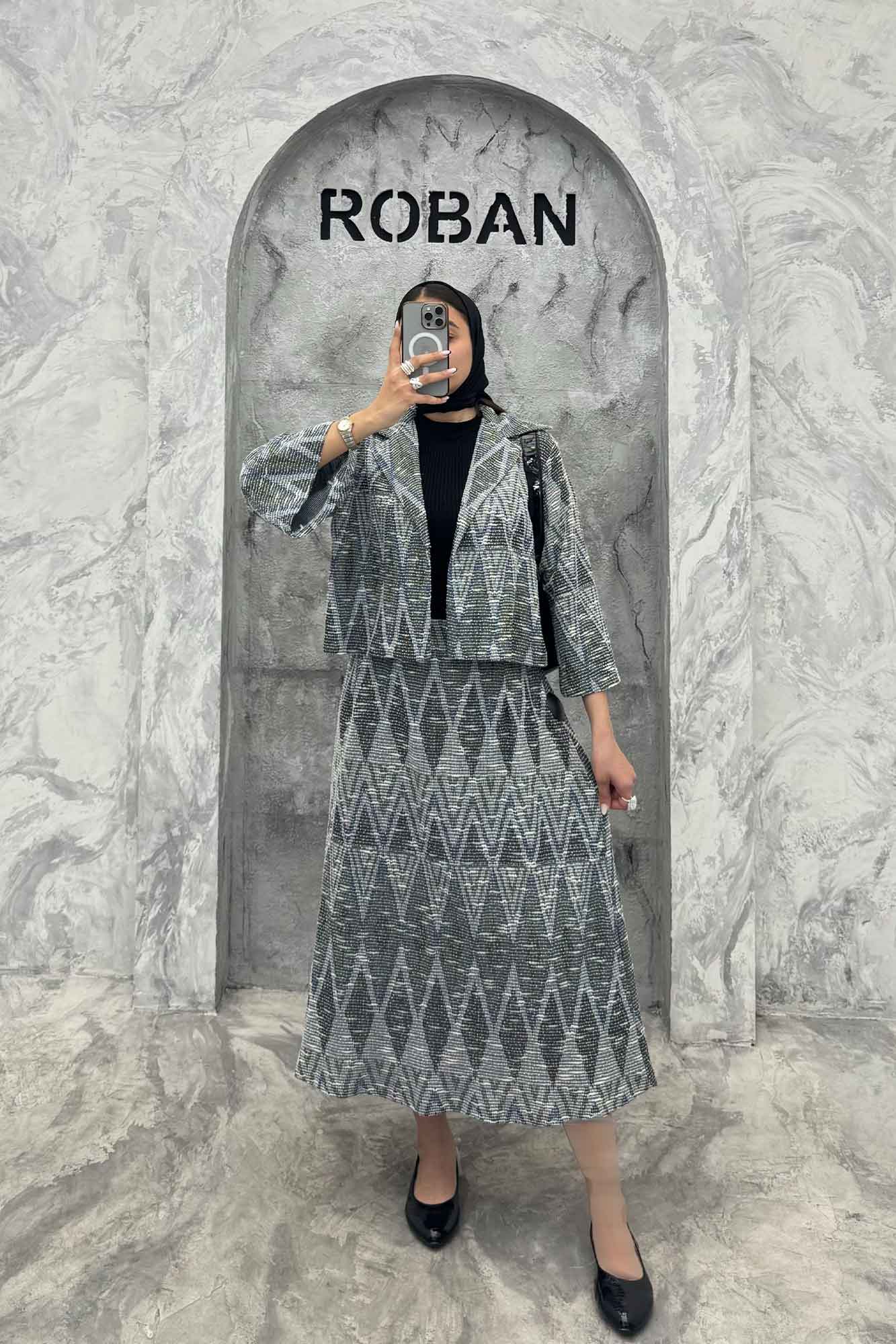 ست کت و دامن ژاکارد مراکشی تامیلا