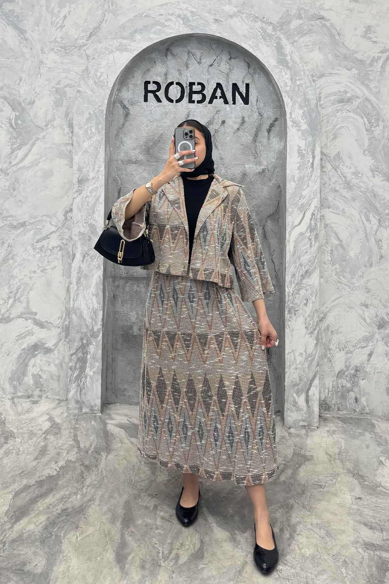 ست کت و دامن ژاکارد مراکشی تامیلا