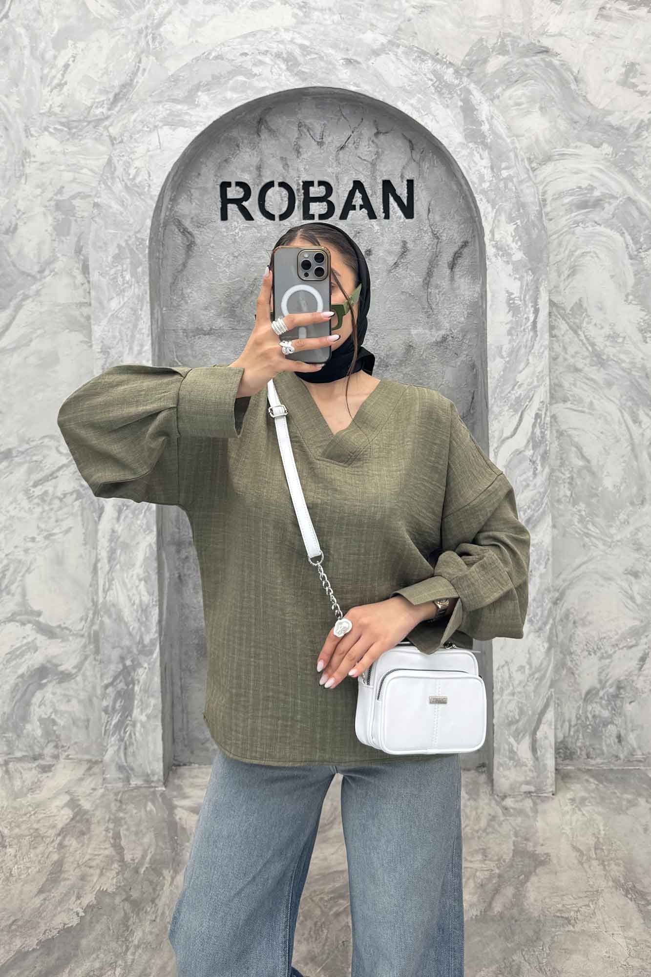 بلور یقه هفت شانتون راه راه آستین چاکدار