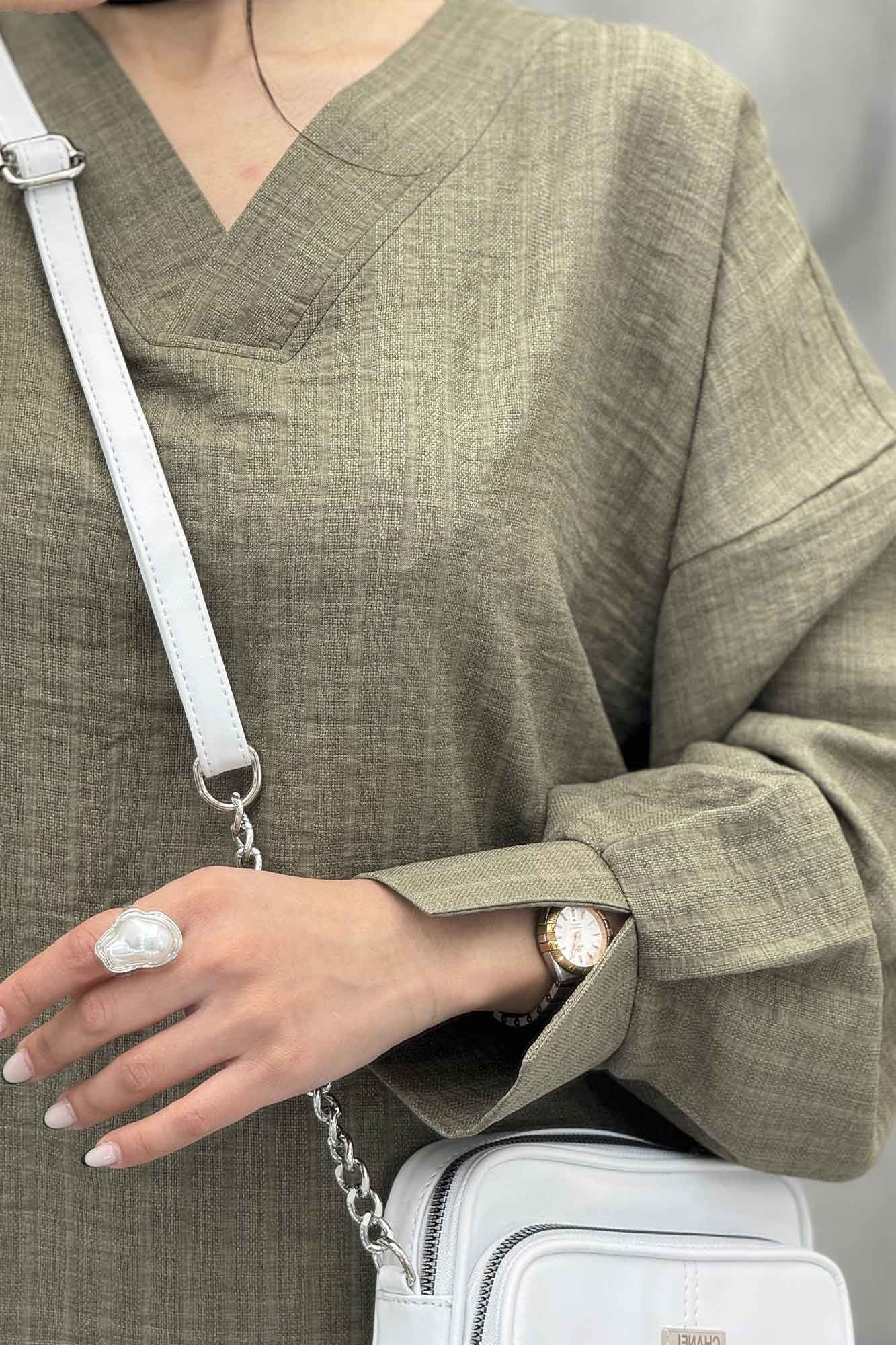 بلور یقه هفت شانتون راه راه آستین چاکدار