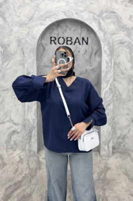 بلور یقه هفت شانتون راه راه آستین چاکدار