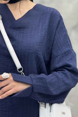 بلور یقه هفت شانتون راه راه آستین چاکدار