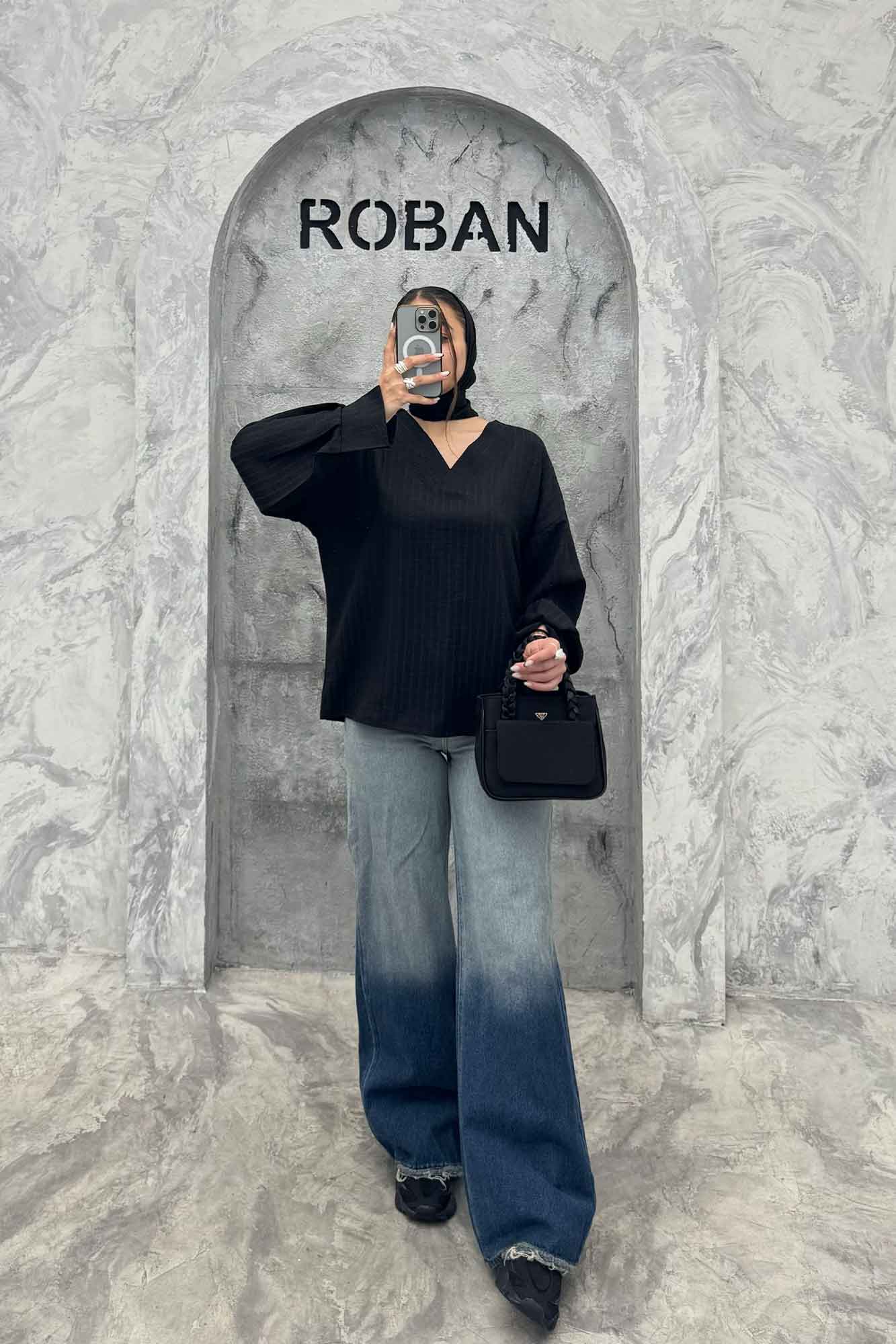 بلور یقه هفت شانتون راه راه آستین چاکدار