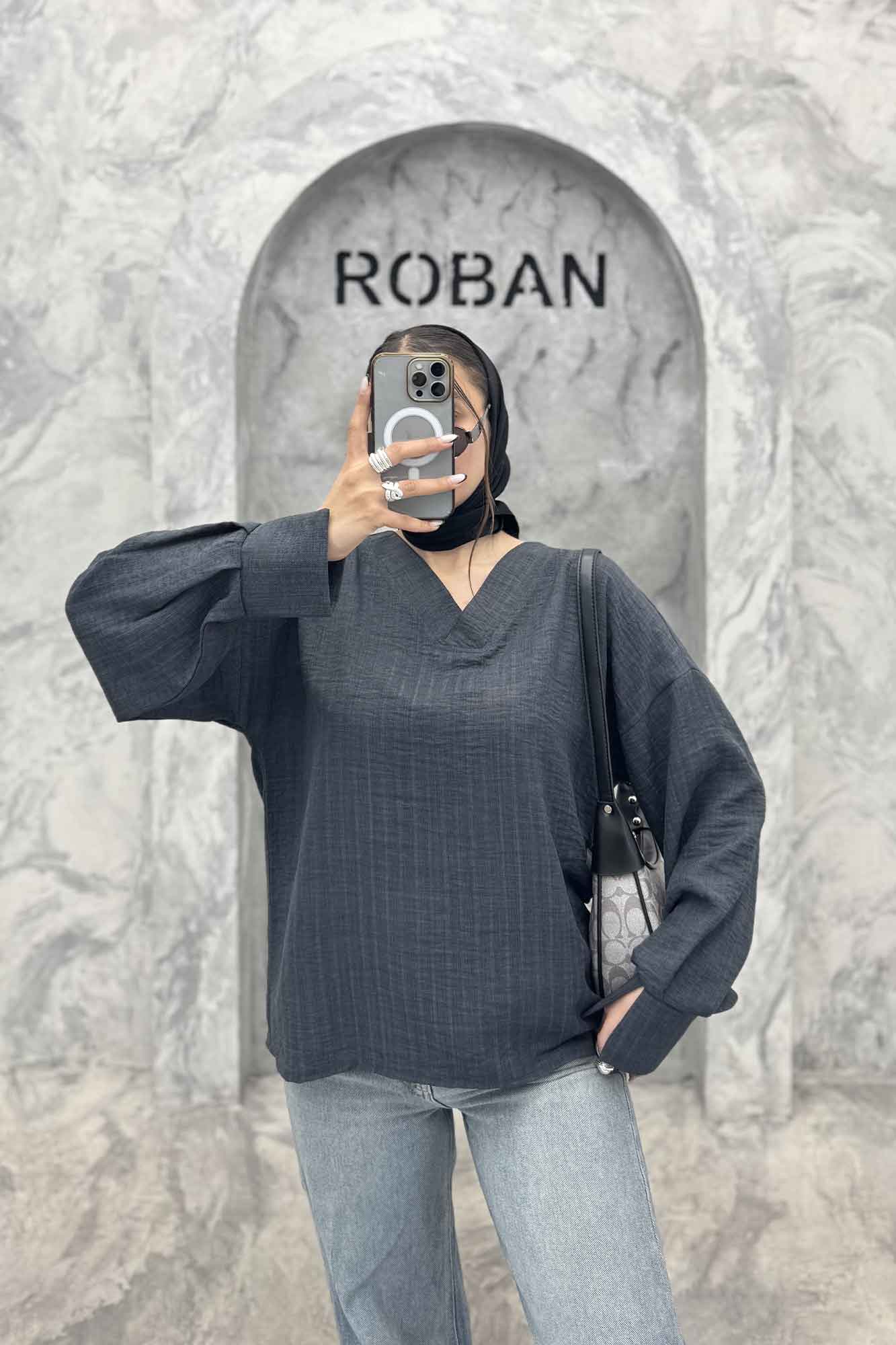 بلور یقه هفت شانتون راه راه آستین چاکدار