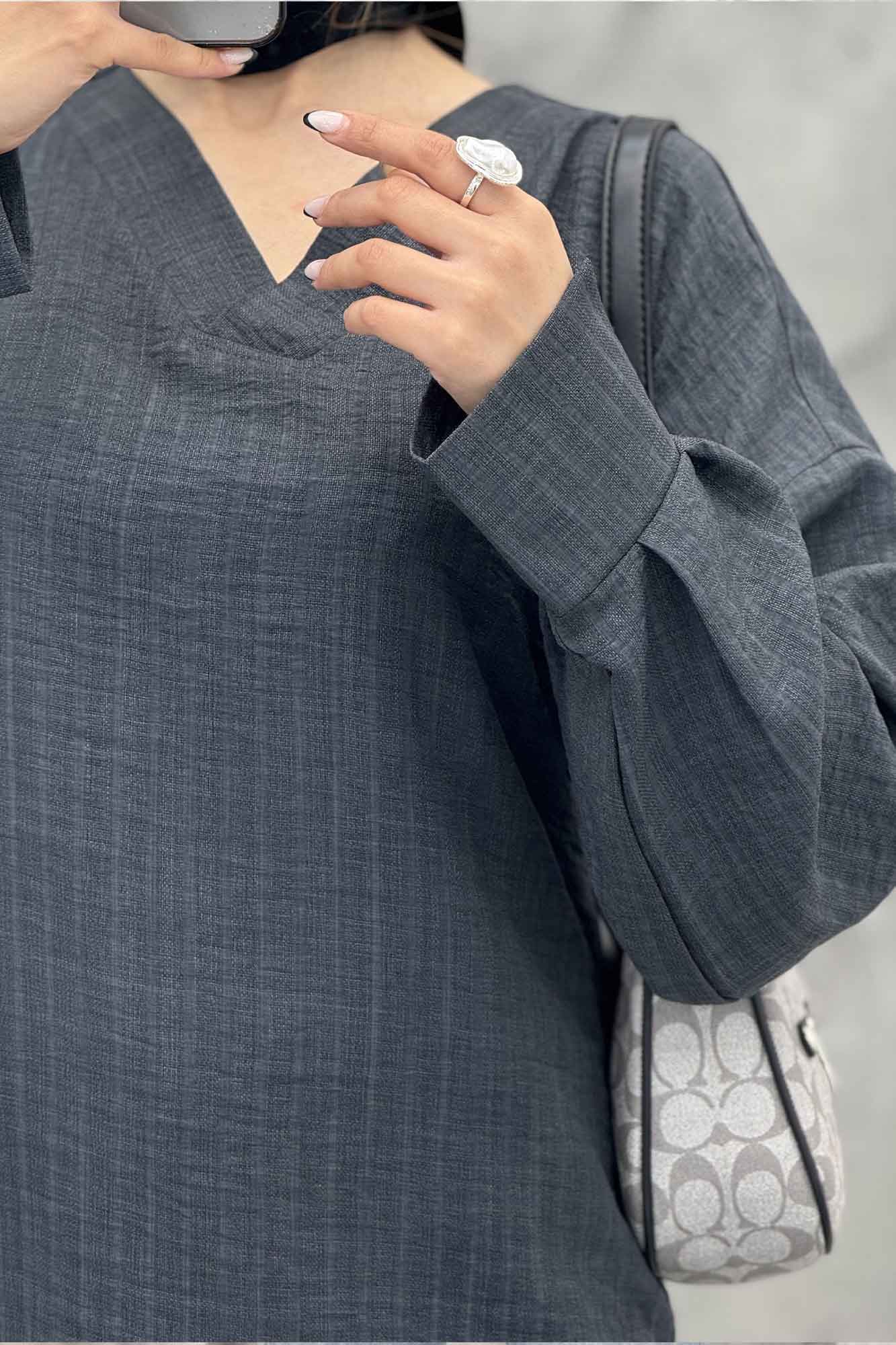 بلور یقه هفت شانتون راه راه آستین چاکدار