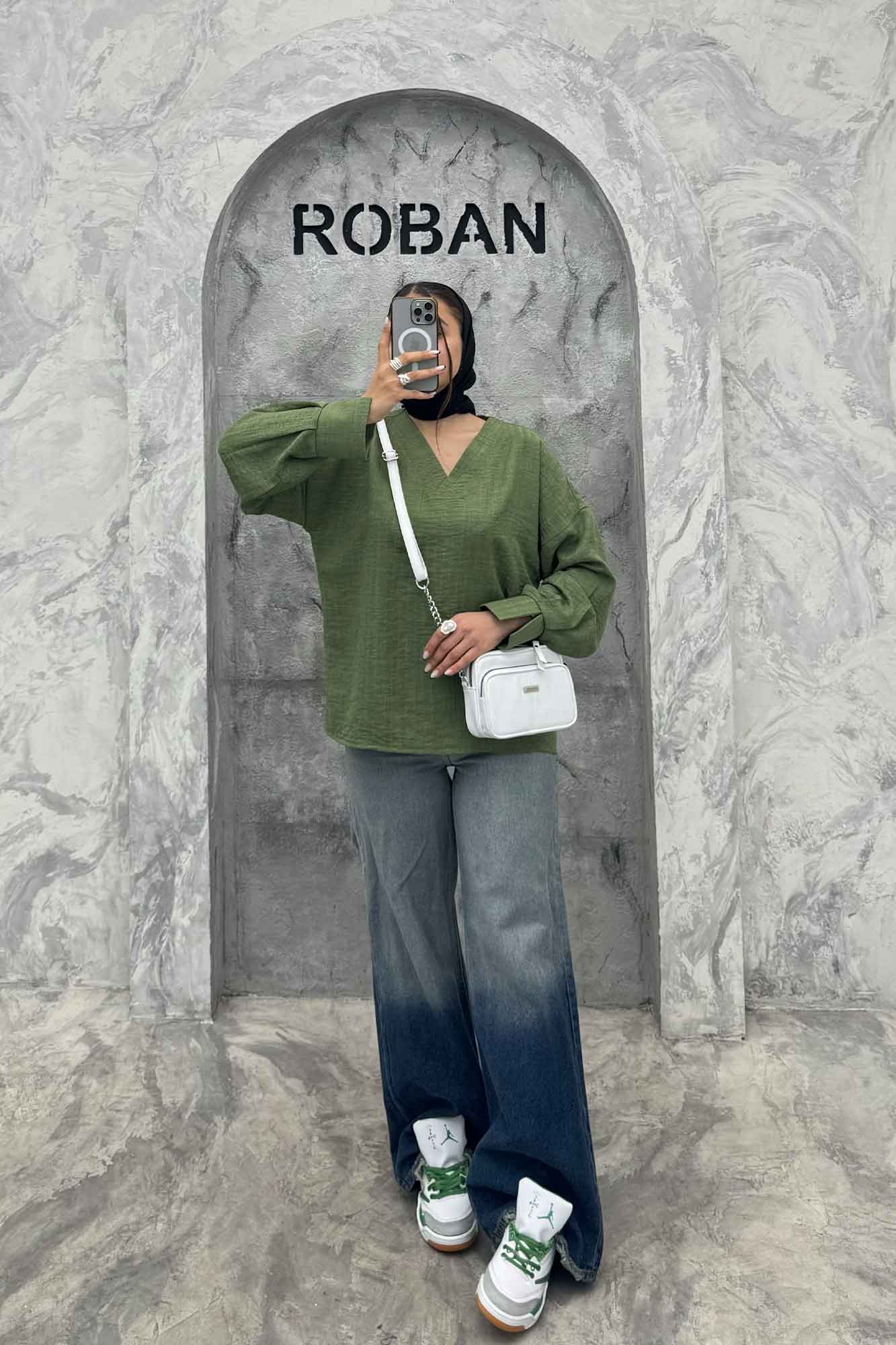 بلور یقه هفت شانتون راه راه آستین چاکدار