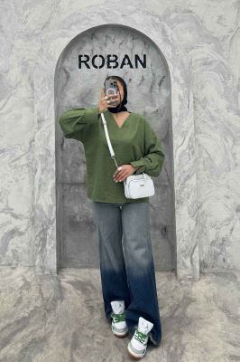 بلور یقه هفت شانتون راه راه آستین چاکدار