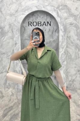 ست بلوز و دامن شانتون راه راه مروا