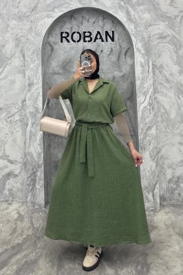 ست بلوز و دامن شانتون راه راه مروا