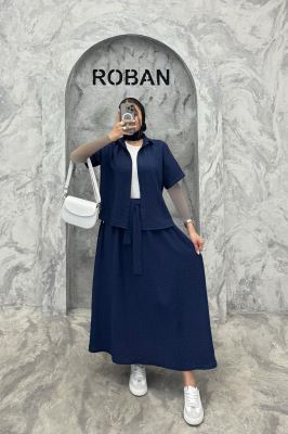 ست بلوز و دامن شانتون راه راه مروا