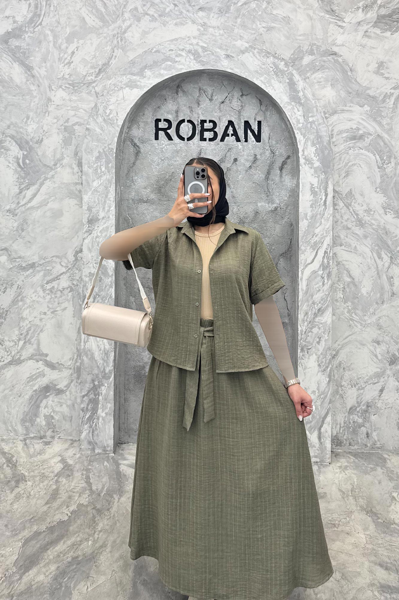 ست بلوز و دامن شانتون راه راه مروا