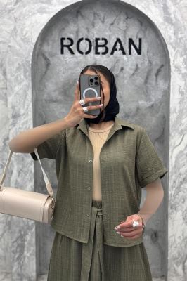 ست بلوز و دامن شانتون راه راه مروا