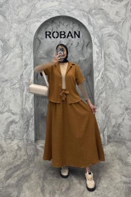 ست بلوز و دامن شانتون راه راه مروا