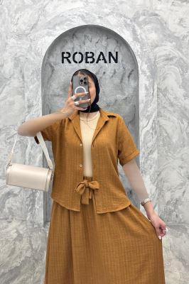 ست بلوز و دامن شانتون راه راه مروا