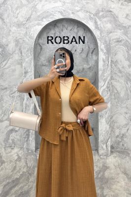 ست بلوز و دامن شانتون راه راه مروا