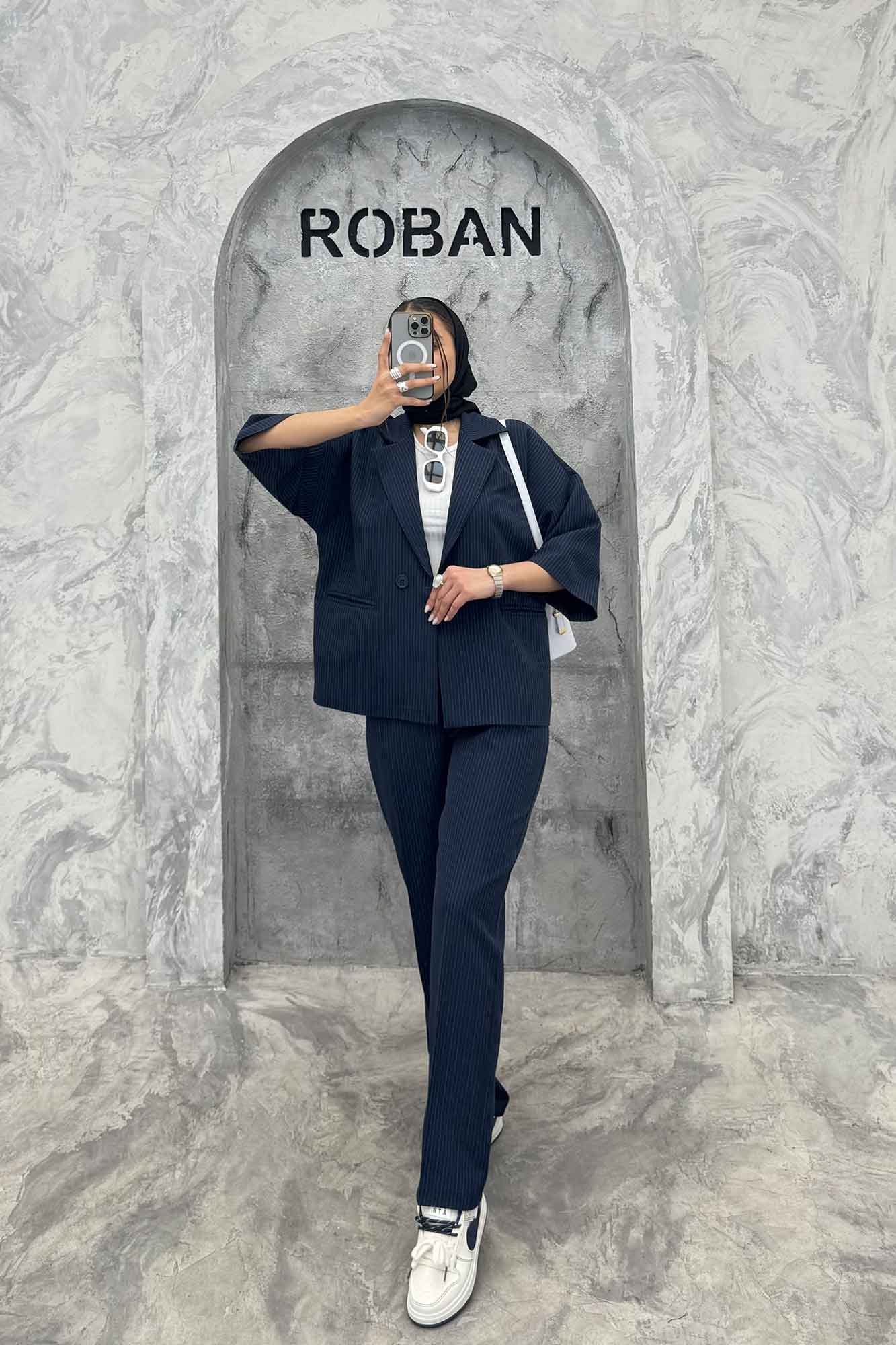 ست کت و شلوار آستین سه رب دیپلمات R